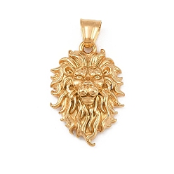 Лев 304 подвески из нержавеющей стали, реальный 18 k позолоченный, ионное покрытие (ip), лев, 33x22x10 мм, отверстие : 7x5.5 мм