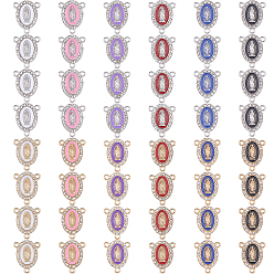 Color mezclado 60 piezas 12 colores aleación de zinc esmalte religión ovalado con la Virgen María componentes de candelabro enlaces, con diamantes de imitación de cristal, color mezclado, 20.5x16x2.5 mm, agujero: 1.6 mm, 5 piezas / color