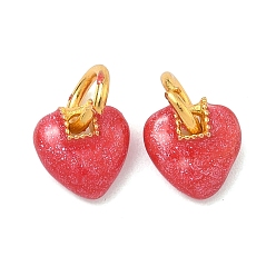 Малиновый Подвески из эмали и сплава, сердце прелести, золотые, с блеском порошок, малиновый, 8x8.5x4 мм, Перейти кольцо: 6.5x1.5 мм, внутренний диаметр: 4.5 мм
