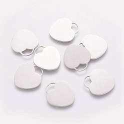 Stainless Steel Color Stainless Steel Pendants, Stamping Blank Tag, Heart, Stainless Steel Color, 19x17x1mm, Hole: 4mm