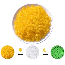 Золотистый Светящиеся акриловые бусины, светится в темноте, для ювелирных украшений своими руками, колонка, золотые, 8x6 мм, отверстие : 3.5 мм, около 700 шт / упаковка