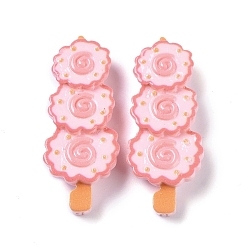 Pink Opaque Resin Imitation Food Decoden Cabochons, Skewers, Pink, 39x15.5x7.5mm