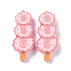 Pink Кабошоны из непрозрачной смолы, имитация еды, декодирование, шампуры, розовые, 39x15.5x7.5 мм