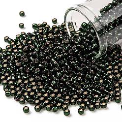 (2209) Silver Lined Dark Emerald Тохо 8/0 круглые бусины, японский бисер, (2209) темный изумруд с серебряной подкладкой, 3 мм, отверстие : 1 мм, Около 222 шт / 10 г