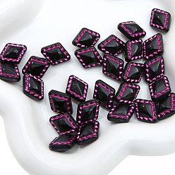 Rhombus Acryl-Perlen, Schwarz, cerise, Karo, 18x14 mm, 20 Stück / Beutel