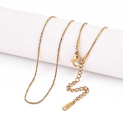 Настоящее золото 18K 1мм 304 из нержавеющей стали змея цепи ожерелья, ионное покрытие (ip), реальный 18 k позолоченный, 15.75 дюйм (40 см)