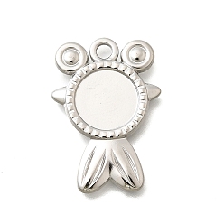 Нержавеющая Сталь Цвет 304 Настройки кабошон из нержавеющей стали кулон, рыба, цвет нержавеющей стали, лоток : 10.5x6.5 мм, 17.5x21.5x2.5 мм, отверстие : 2.5 мм