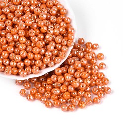 Темно-Оранжевый Стеклянный бисер непрозрачных цветов, остекление стиль, фонарь, темно-оранжевый, 6~6.5x5~5.5 мм, отверстие : 1.4~1.6 мм, Около 1730 шт / фунт