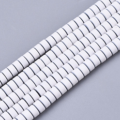 White Spray Painted Non-magnetic Synthetic Hematite Beads Strands, Flat Round/Disc, White, 4x2mm, Hole: 0.9mm, about 168~170pcs/strand, 15.94 inch(40.5cm)