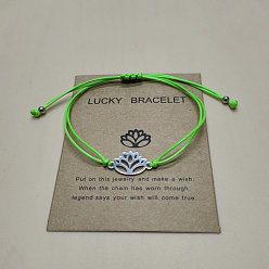 Лайм 201 браслеты из нержавеющей стали с звеньями в виде лотоса, регулируемые вощеные плетеные браслеты для мужчин и женщин, желто-зеленые, 4~10-1/4 дюйм (10~26 см)