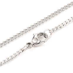 Stainless Steel Color 304 Stainless Steel Curb Chain Twist Chain Necklace, with Lobster Claw Clasps, Stainless Steel Color, 17.71 inch(45cm), 2mm