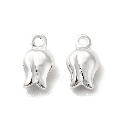 Посеребрённый Латунь прелести, без кадмия и без свинца, очарование бутона, 925 серебро покрытием, 7x4x2.5 мм, отверстие : 1 мм