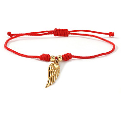 Перо 304 из нержавеющей стали шарм браслеты, плетеные нейлоновые браслеты для женщин, с латунной бисера, золотые, перо, 11.02 дюйм (28 см)