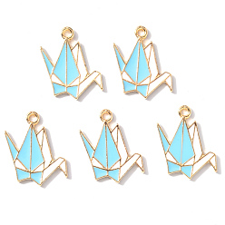 Синий Подвески из эмали и сплава, бумага кран, золотой свет, синие, 21x15x1.5 мм, отверстие : 1.8 мм