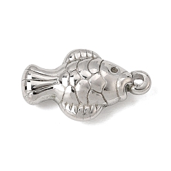 Stainless Steel Color 304 Stainless Steel Pendants, Fish Charms, Stainless Steel Color, 20x11.5x5.5mm, Hole: 1.5mm