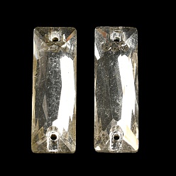 Transparent Glasverbinder Charms, facettiert, Rechteck Links, Transparent, 27x9x5 mm, Bohrung: 1.2 mm