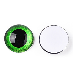Lime green Glas cabochons, halbrund mit Auge, lime green, 20x6.5 mm