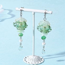 Зеленый Серьги-гвоздики с подвесками в виде медузы и жемчуга из нержавеющей стали, со стеклянными бусинами и акриловыми бусинами, цвет нержавеющей стали, зелёные, 304 мм