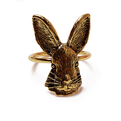 Antique Golden Easter Bunny Alloy Napkin Rings, Napkin Holder Adornment, Restaurant Daily Accessories, Antique Golden, 42x40, Inner Diameter: 46mm