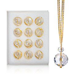 Прозрачный Гальваническое стекло потолочная люстра шар призма подвеска украшение, для подвесных украшений на елку, круглые, прозрачные, 22 мм