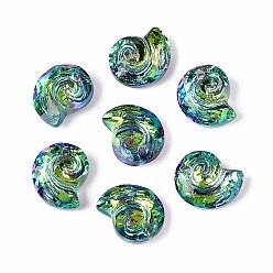 Темный Голубой 140 брелоки из гальванического стекла, формы раковины, темные голубые, 14x12x5.5 мм, отверстие : 1~1.5 мм