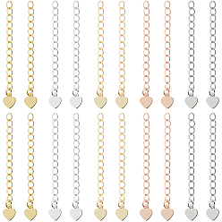 (52) Непрозрачная лаванда 50шт. 5 цвета, латунный удлинитель цепи с гальваническим покрытием, долговечный, без кадмия и без свинца, сердце, разноцветные, 56.5 мм, 10 шт / цвет