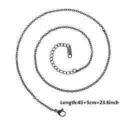 Черный 304 ожерелья из цепочек из нержавеющей стали для самостоятельного изготовления украшений, чёрные, 17.72x0.06 дюйм (45x0.16 см)