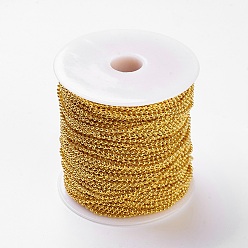 Golden Iron Ball Chains, Soldered, Golden, with Spool, Bead: about 2mm in diameter, about 328.08 Feet(100m)/roll