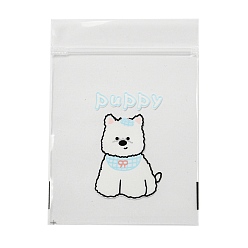 Светло-Голубой Прямоугольные пластиковые подарочные пакеты с замком-молнией, закрывающиеся пакеты с милым рисунком щенка, Небесно-голубой, 10.9x7.9x0.02 см, односторонняя толщина: 2.5 мил(0.065мм)