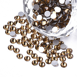 Light Smoked Topaz Glass Flat Back Rhinestone Cabochons, Back Plated, Faceted Half Round, Light Smoked Topaz, SS20, 4.6~4.8x2mm, about 1440pcs/bag