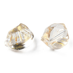 Goldenrod Transparent Spray Painted Glass Beads, with Glitter Powder, Dumplings, Goldenrod, 10x13x9mm, Hole: 1.2mm
