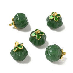 чирок Стеклянные прелести, тыква, с золотой эмали сплава выводов, зелено-синие, 14.5x13 мм, отверстие : 1.5 мм