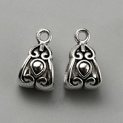 Античное Серебро Вешалки из сплава, трубные поручители, античное серебро, 13.5x8.5x8.5 мм, отверстие : 1.6 мм, внутренний диаметр: 8x6 мм