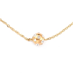 Золотой 304 подвесные из нержавеющей стали ожерелья, с кристально горный хрусталь, круглые, золотые, Кулон : 9x10 мм, 17.7 дюйм (45 см)