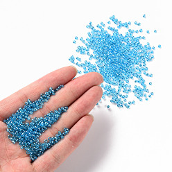 Light Blue Glass Seed Beads, Trans. Colours Lustered, Round, Light Blue, 2mm, Hole: 1mm, 30000pcs/pound