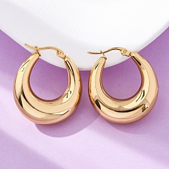 Золотой Вакуумное покрытие pvd 304 массивные серьги-кольца из нержавеющей стали для женщин, золотые, 32x28x10 мм, штифты : 0.6 мм