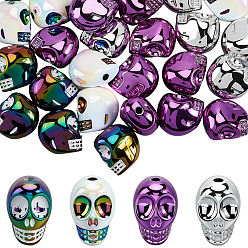 (52) Непрозрачная лаванда 40шт 4 цвета акриловые бусины с УФ-покрытием, череп, разноцветные, 18x13x17 мм, отверстие : 2.8 мм, 10 шт / цвет