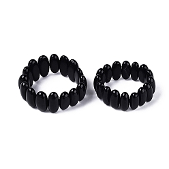 Noir Bracelets extensibles ovales en perles d'agate naturelle pour femmes et hommes, teint, noir, diamètre intérieur: 2.05~2.44 pouce (5.2~6.2 cm)