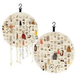 Бежевый Настенная полка для хранения ювелирных изделий из фетровой ткани, Плоский круглый органайзер для ювелирных изделий, вешалка для браслета, Ожерелье, хранение серег, бежевые, 37 см