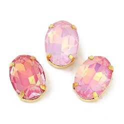 Золотой Латунные стеклянные стразы пришивные стразы, граненые, овальные, разноцветные, золотые, 18x13x8 мм, отверстие : 1.2 мм