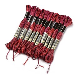 FireBrick 10 Skeins 6-Ply Polyester Embroidery Floss, Cross Stitch Threads, Segment Dyed, FireBrick, 0.5mm, about 8.75 Yards(8m)/skein
