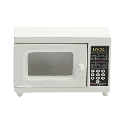 White Miniature Wood Microwave Oven Display Decorations, for Dollhouse, Rectangle, White, 25x65x42mm