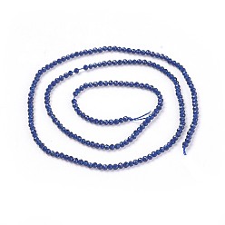 Dark Blue Transparent Glass Beads Strands, Faceted, Round, Dark Blue, 2mm, Hole: 0.5mm, about 164~182pcs/strand, 14.8~15.7 inch(37.5~40cm)