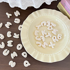 Floral White Opaque Acrylic European Beads, Large Hole Beads, Letter, Floral White, 21.7~27.8x12.8~25.7x10mm, Hole: 5.8mm, about 165pcs/500g