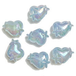 Светло-Синий 10 шт. светящиеся акриловые бусины с УФ-покрытием, светится в темноте, сердце, голубой, 14x20 мм