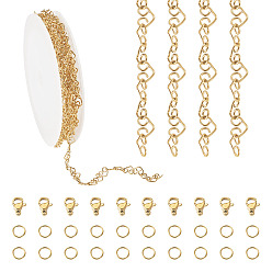 Настоящее золото 18K Наборы для изготовления ожерелий из цепочек из нержавеющей стали своими руками, реальный 304 k позолоченный, 18 мм, 6x4.5x0.5 м