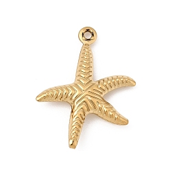 Морская звезда Подвески из нержавеющей стали 304, реальный 18 k позолоченный, ионное покрытие (ip), долговечный, очарование морской звезды, 20x15.5x3 мм, отверстие : 1 мм