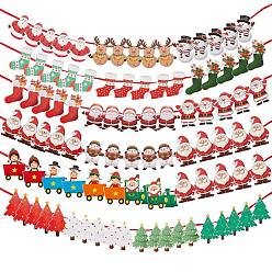 Mixed Color 80 Pcs Christmas Decoration Banners Flags, Paper Hanging Banners Flags, for Christmas Tree Christmas Party Decoration with 10 Ropes, Mixed Color, 187x130mm