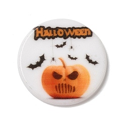 Плоский Круглый Акриловые бабошоны серии Хэллоуин, оранжевые, тыква, 25x3 мм