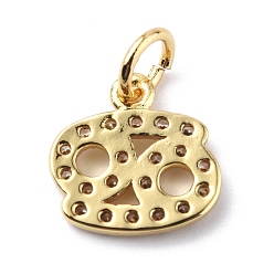 Cancer Brass Micro Pave Cubic Zirconia Charms, Constellation Charm, with Jump Rings, Real 18K Gold Plated, Cancer, 10x10.5x1.5mm, Hole: 3.4mm